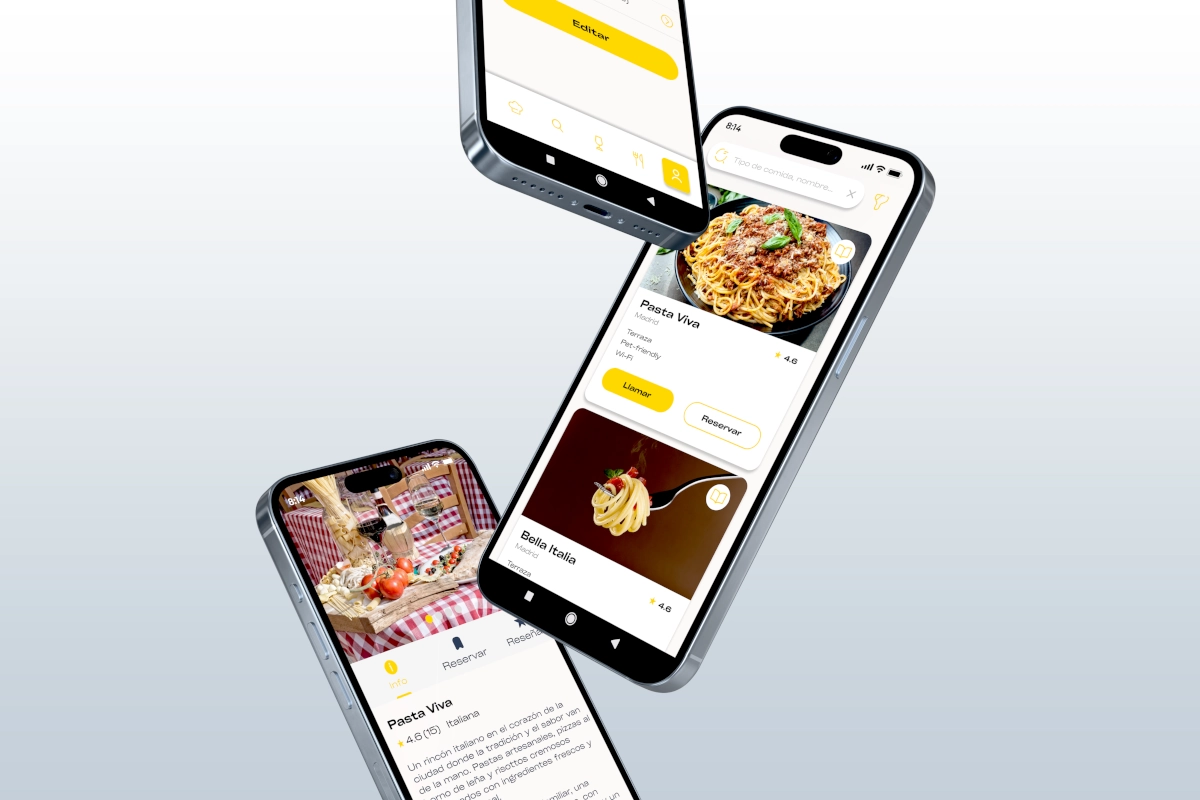 Restaurantes y opciones de reserva en la aplicación Tu Mesa Ya!