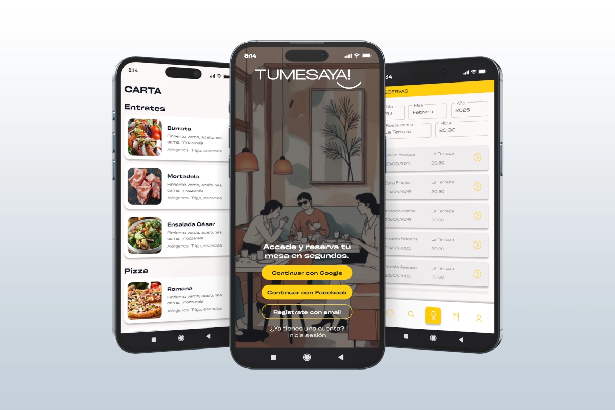 Carta, acceso y reservas de Tu Mesa Ya!